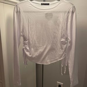 White long sleeve crop top - forever 21